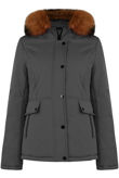 Dark Grey Padded Parka with Golden Fur
