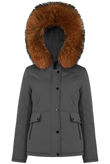 Dark Grey Padded Parka with Golden Fur