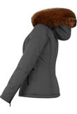 Dark Grey Padded Parka with Golden Fur