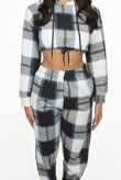 Check Cropped Hoodie & Jogger Loungewear