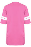 Fuchsia Y Slogan Round Neck Tees