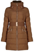 Beige Padded High Neck Puffer Jacket
