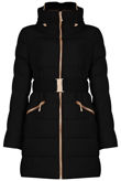 Black Padded High Neck Puffer Jacket 