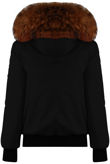 Black Fur Hood Bomber Jacket