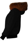 Black Fur Hood Bomber Jacket