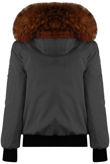 Grey Fur Hood Bomber Jacket