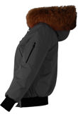 Grey Fur Hood Bomber Jacket