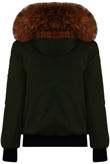 Khaki Fur Hood Bomber Jacket