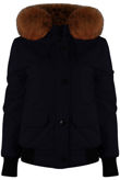 Navy Fur Hood Bomber Jacket