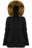 Black Layered Quilted Parka Jacket