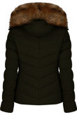 Zipped Pockets Fur Hood Puffa Khaki Jackets