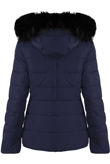 Navy Quilted Puffa Jacket with Black Faux Fur