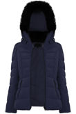 Navy Quilted Puffa Jacket with Black Faux Fur