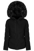 Black Faux Fur Hood Puffer Jackets 