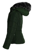 Green Faux Fur Hood Puffer Jackets