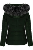 Green Faux Fur Hood Puffer Jackets
