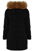 Golden Fur Hood Long Parka Coat