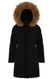 Golden Fur Hood Long Parka Coat