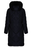 Navy Long Puffer Fur Trim Jacket