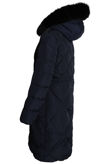 Navy Long Puffer Fur Trim Jacket