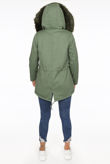 Attentif Green Parka With Faux Fur