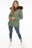 Attentif Green Parka With Faux Fur