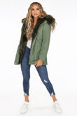Attentif Green Parka With Faux Fur