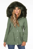Attentif Green Parka With Faux Fur