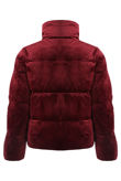 Wine Velvet Quilted Bomber Jacket