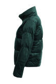 Green Velvet Quilted Bomber Jacket