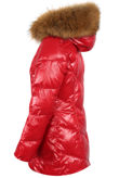 Red Natural Fur Hood Shiny Puffer Coat