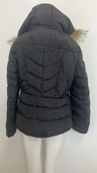 Black Quilted Beige Fur Hood Short Puffer Jackets
