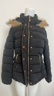 Black Quilted Beige Fur Hood Short Puffer Jackets