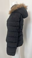 Black Quilted Beige Fur Hood Short Puffer Jackets