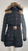 Black Quilted Beige Fur Hood Puffer Jackets