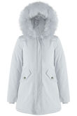 White Fur Hood Canvas Parka Coats
