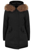 Black Fur Collar Parka Coat