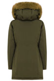Khaki Thick Real Fur Trim Hooded Parka Coat