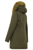 Khaki Thick Real Fur Trim Hooded Parka Coat