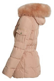 Rose Quilted Zip Pockets Puffa Jackets with Pink Fur