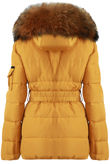 Mustard Quilted Natural Fur Puffer Jackets