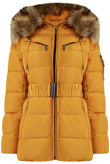 Mustard Puffa Jacket with Golden Faux Fur 