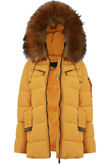 Mustard Quilted Natural Fur Puffer Jackets