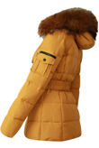 Mustard Quilted Natural Fur Puffer Jackets
