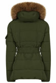 Khaki Quilted Zip Pockets Puffer Jackets