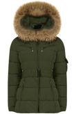 Khaki Quilted Zip Pockets Puffer Jackets