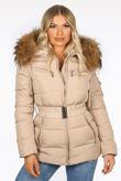 Rose -Beige Fur Hood Quilted Puffer Jacket 