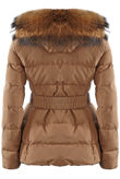Camel Quilted Natural Fur Puffer Jackets