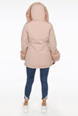 Pink Canvas Parka with Fur Hood & Cuff