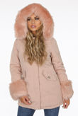 Rose Canvas Parka with Fur Hood & Cuff 